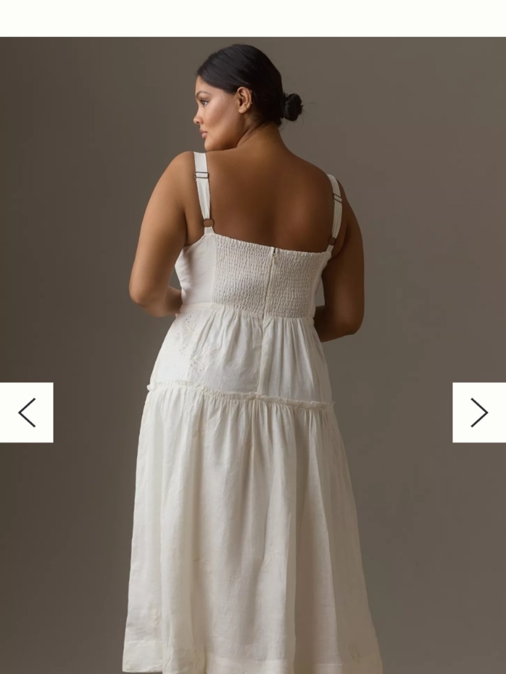 Anthropologie White Linen Square-Neck Midii Dress - Picture 7 of 10